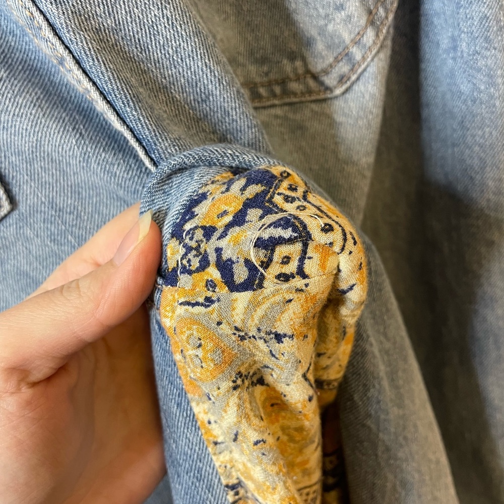 Free People x We The Free Coming and Going Wide Leg Paisley Mixed Media Jeans - Picture 8 of 8